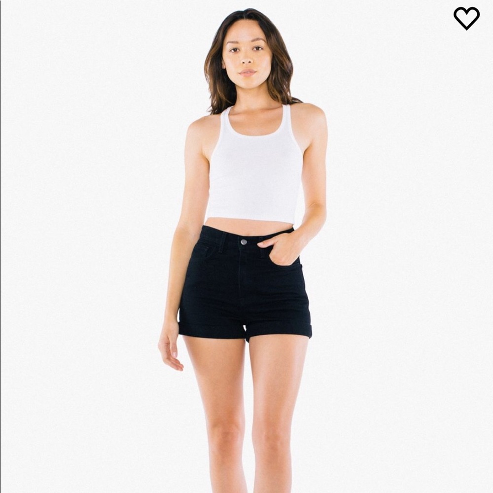 American Apparel Denim High-Waist Cuff Short